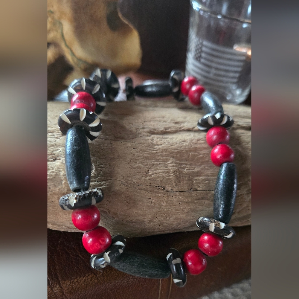 Black and Red Beaded Necklace